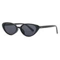 Lunettes de soleil œil-de-chat vintage noires avec verres gris et détails en métal - Monture Noire Verres Gris