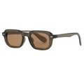 Retro rectangle sunglasses with olive transparent frames and silver rivet details - Olive Green Frame Tea Lens
