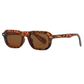 Retro square sunglasses in tortoiseshell frame with brown lenses and silver rivets - Tortoise Frame Tea Lens