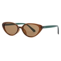Lunettes de soleil œil de chat rétro avec monture marron et branches contrastées vertes - Monture Thé Branche Verte Verre Thé