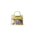 Mini-Kelly-Tasche aus Acryl mit böhmischem Pferdeprint und goldenem Metall-Finish mit Kette - Bemaltes Pferd Stil - Gold