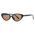Lunettes de soleil œil de chat vintage avec monture noire brillante et verres bruns - Monture Noire Verres Thé