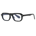 Occhiali neri con montatura spessa quadrata, rivetti metallici e lenti anti luce blu - Nero Opaco Anti-luce Blu (C12)