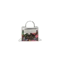 Mini-Abendtasche aus Acryl mit Blumen-Schmetterlings-Print und Silbergriff - Blumen Lucky Stil - Silber