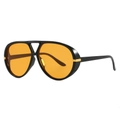 Occhiali da sole aviator retrò con montatura nera, lenti arancioni e design a doppio ponte - C02 Montatura Nera Lenti Arancio