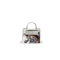 Mini-Handtasche aus Silber-Acryl mit Pferdeprint, Metallkette und Tragegriff - Bemaltes Pferd Stil - Silber