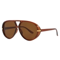 Occhiali da sole stile pilota oversize con montatura ambra e lenti color tè - C03 Montatura Tè Scuro Lenti Tè