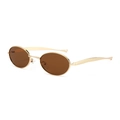 Lunettes de soleil ovales rétro avec monture fine en métal doré et verres marron - Monture Dorée Verres Ambrés
