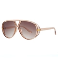 Occhiali da sole aviator color champagne con lenti sfumate e dettagli dorati su bianco - C04 Montatura Champagne Lenti Grigio Tè