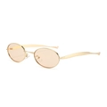 Lunettes de soleil ovales dorées avec verres champagne, vue latérale à 45 degrés - Monture Dorée Verres Champagne