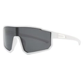 Stylische weiße Oversize-Sonnenbrille für Outdoor-Radfahren und winddichten Augenschutz - Mattweißer Rahmen Graue Gläser