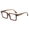 Classic thick frame square PC sunglasses in transparent amber with T-shaped metal hinges - Brown Frame