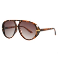 Vintage tortoise shell aviator sunglasses with brown gradient lenses and gold accents - C07 Tortoise Frame Gray Tea Lens