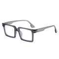 Monture de lunettes carrée gris foncé translucide avec détails dorés sur les branches - Monture Grise Complète