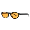 Retro-Sonnenbrille mit ovalem schwarzem Rahmen, orangen Gläsern und Silbernieten - Schwarzer Rahmen Orangene Gläser(C03)