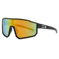 Lunettes de cyclisme oversize noir mat tendance avec verres miroirs dégradés colorés - Monture Noir Mat Verres Miroir Rouges