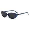 Occhiali da sole retrò cat eye con montatura blu scuro e lenti nere scure - Montatura Blu Lenti Grigie (C02)