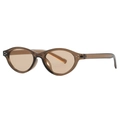 Retro ovale Sonnenbrille mit transparentem braunem Rahmen und silbernen Details - Tee-Rahmen Tee-Gläser(C04)
