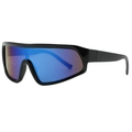 Occhiali da sole retrò con montatura nera e lenti sfumate blu-viola - Montatura Nera Lenti a Specchio Blu