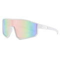 Lunettes de sport cyclisme avec monture blanche oversize et verre dégradé coloré - Monture Blanc Mat Verres Miroir Rose