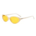 Vintage cat eye sunglasses with creamy white translucent frame and yellow lenses - Beige Frame Yellow Lens (C05)