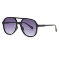 Lunettes de soleil aviateur vintage avec monture noire épaisse et verres dégradés violets - C02 Noir / Gris Dégradé