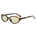 Vintage oval tortoiseshell sunglasses with light green lenses and silver rivets - Tortoise Frame Green Lens (C06)