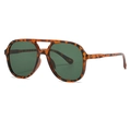 Lunettes de soleil aviateur écaille classique avec verres vert foncé et double pont - C03 Écaille / Vert Foncé