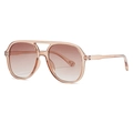 Fashionable oversized aviator sunglasses with transparent champagne frames and gradient lenses - C05 Champagne / Tea
