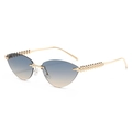 Lunettes de soleil œil de chat sans monture avec verres dégradés bleu et jaune - Monture Dorée Verre Thé Bleu