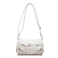 Chic cream-colored motorcycle style shoulder bag with rivets and zipper details - Off White