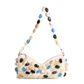 Bolso baguette blanco con cuentas de resina coloridas y cremallera para mujer - Blanco