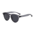 Retro round sunglasses in translucent grey frame with dark lenses and silver accents - Translucent Grey Frame Grey Lens