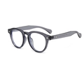 Retro round frame sunglasses in translucent grey finish with silver diamond rivets - Translucent Gray Frame Clear Lens