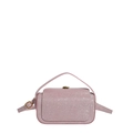 Elegante bolso de caja con lentejuelas rosa claro con correa ajustable y herrajes dorados - Rosa