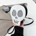 Borsa a tracolla a forma di teschio in ecopelle bianca e nera con paillettes argentate - Argento