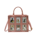 Bolso bandolera rosa gato tarot con tachuelas doradas y estampado graffiti bohemio - Rosa