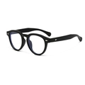 Retro black round full-frame sunglasses with silver diamond rivets on a white background - Matte Black Frame Clear Lens