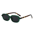 Gafas de sol cuadradas retro con montura verde oscuro y patillas de carey clásicas - Montura Verde Lentes Grises con Patillas de Carey