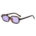 Retro square tortoiseshell sunglasses with light purple lenses and metal rivets - Tortoise Frame Purple Lens