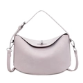 Minimalist light purple crescent hobo bag with silver buckle and adjustable shoulder strap - Pink