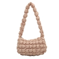 Cute bubble pleated underarm bag in nude pink color with stylish elastic texture - Light Khaki