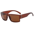 Classic polarized square sunglasses with translucent brown frames and silver metal details - Tea Frame Tea Lens