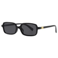 Retro square frame sunglasses with black frames and gold accents for women - Black Frame Grey Lenses(C01)
