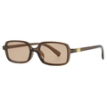 Vintage rectangle sunglasses with amber tortoiseshell frame and dark tinted lenses - Olive Green Frame Tea Lens (C04)