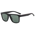 Matte black sports sunglasses with polarized dark green lenses and red temple details - Matte Black Frame Green Lens