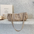 Sac à main nuage plissé kaki en daim doux avec fine bandoulière amovible élégante - Style Bandoulière en Cuir / Khaki
