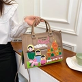 Borsa tote messicana marrone chiaro con ricami etnici colorati e tracolla - Caffè Scuro