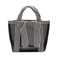Transparente schwarze Netztasche mit gestreiften Griffen und einer großen Schleife - Klein