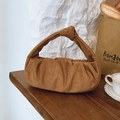 Brown suede cloud bag featuring stylish pleats and a signature knotted handle detail - Handbag Style / Brown